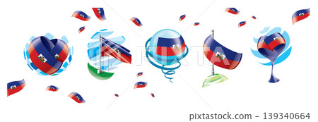 Vector set of the Haitian flag in various creative designs Vector set of the Haitian flag in various creative designs 139340664