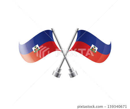 Scalable illustration capturing prideful display of Haitian national banners Scalable illustration capturing prideful display of Haitian national banners 139340671