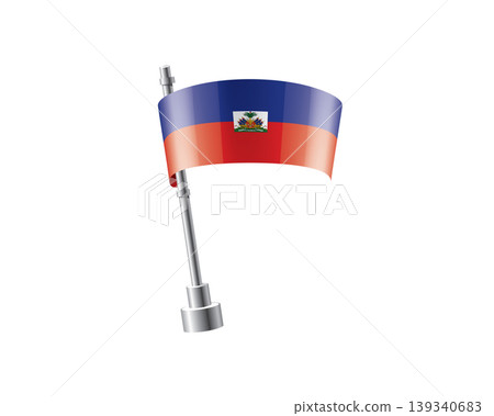 Clean representation showcasing Haitian flag attached to glossy metal pole Clean representation showcasing Haitian flag attached to glossy metal pole 139340683