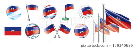 A set of vector Haitian flags of different designs A set of vector Haitian flags of different designs 139340689