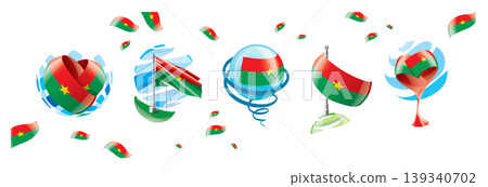 Vector set of the Burkina Faso flag in various creative designs Vector set of the Burkina Faso flag in various creative designs 139340702