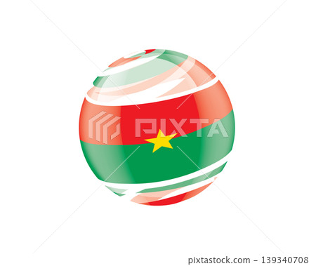 Illustration of globe wrapped in Burkina Faso flag patterns with subtle shadowing Illustration of globe wrapped in Burkina Faso flag patterns with subtle shadowing 139340708