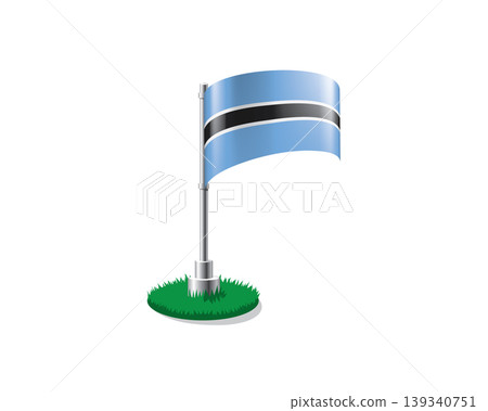 Botswana flag on a flagpole mounted on the grass Botswana flag on a flagpole mounted on the grass 139340751
