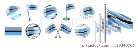 A set of vector Botswana flags of different designs A set of vector Botswana flags of different designs 139340766