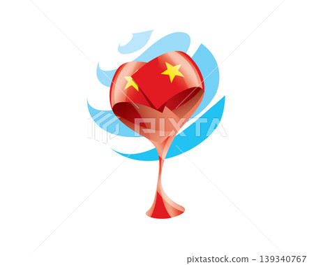 Floral emblem of the Vietnamese flag in the form of a heart Floral emblem of the Vietnamese flag in the form of a heart 139340767