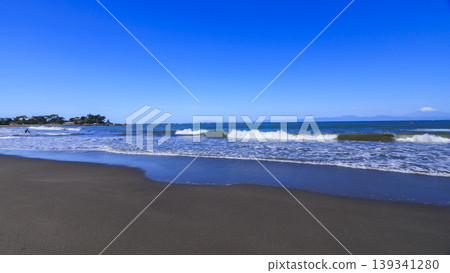 Mount Fuji in winter, viewed across the sea from the Shonan coast. Mount Fuji in winter, viewed across the sea from the Shonan coast. 139341280