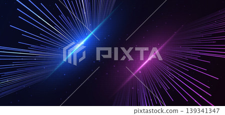 Network big data communcation blue and pink wave lines on dark background. Network big data communcation blue and pink wave lines on dark background. 139341347