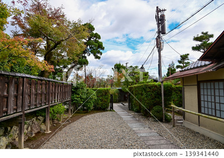 The gardern view of Nonomiya Shrine, Kyoto, Japan at autumn. A Shinto shrine in the Arashiyama district, close to its bamboo forest. Nature and travel concept. The gardern view of Nonomiya Shrine, Kyoto, Japan at autumn. A Shinto shrine in the Arashiyama district, close to its bamboo forest. Nature and travel concept. 139341440