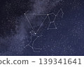 Realistic starry sky background with constellation lines of the Winter Triangle and triangle guide. 139341641