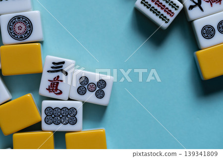 mahjong tiles lined up mahjong tiles lined up 139341809