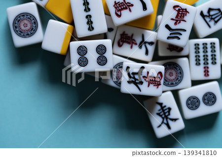 mahjong tiles lined up mahjong tiles lined up 139341810