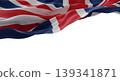 United Kingdom flag and detailed canvas texture flowing isolated on white background 3D render 139341871