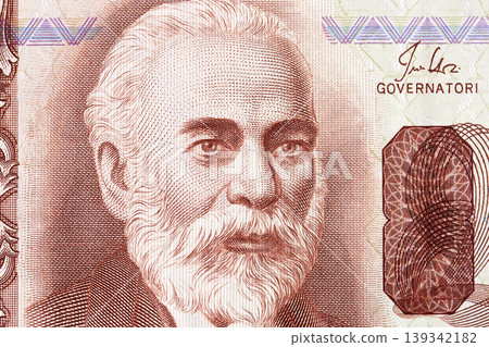 Ismail Qemali a closeup portrait from old Albanian money Ismail Qemali a closeup portrait from old Albanian money 139342182