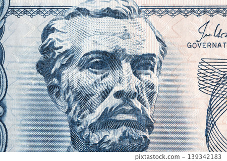 Naim Frasheri a closeup portrait from old Albanian money 139342183