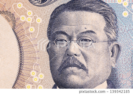 Kitasato Shibasaburo a closeup portrait from Japanese money 139342185
