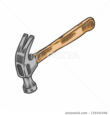 Hand Drawn Claw Hammer Illustration Vintage Style Carpenter Tool Hand Drawn Claw Hammer Illustration Vintage Style Carpenter Tool 139342446