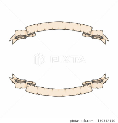 A hand drawn vintage ribbon illustration A hand drawn vintage ribbon illustration 139342450