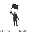 Victorious Leader with Raised Flag Silhouette 139342460