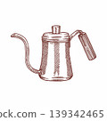 Vintage Hand Drawn Gooseneck Kettle Illustration 139342465