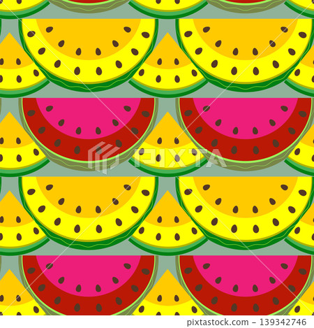 a pattern with no background, showing slices of watermelon 139342746