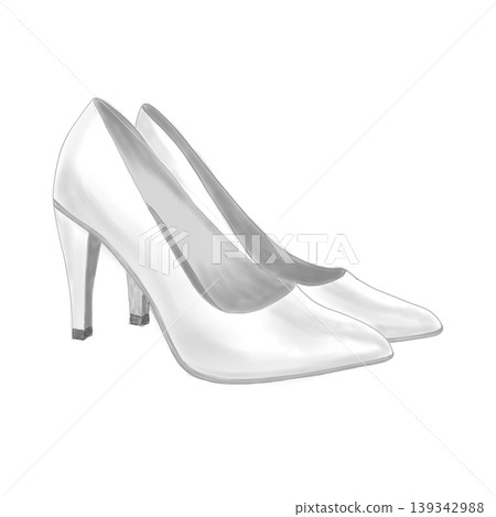 Classic white pumps on a white background, digital illustration. Digital retro fashion illustration, perfect for vintage inspired fashion lover Classic white pumps on a white background, digital illustration. Digital retro fashion illustration, perfect for vintage inspired fashion lover 139342988