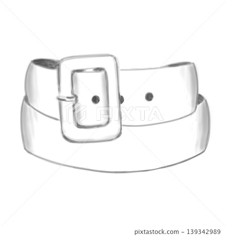Classic white belt on a white background, digital illustration. Digital retro fashion illustration, perfect for vintage inspired fashion lover 139342989