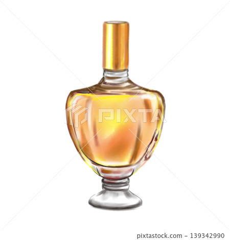 Classic perfume bottle on a white background, digital illustration. Digital retro fashion illustration, perfect for vintage inspired fashion lover 139342990