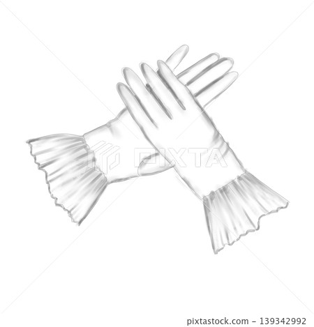Classic white gloves on a white background, digital illustration. Digital retro fashion illustration, perfect for vintage inspired fashion lover Classic white gloves on a white background, digital illustration. Digital retro fashion illustration, perfect for vintage inspired fashion lover 139342992