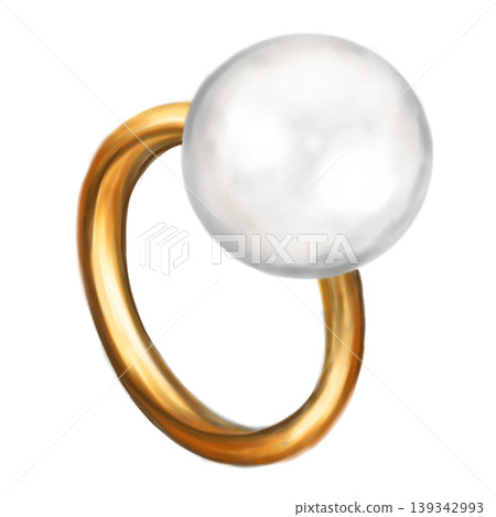 Gold ring with white pearl on a white background, digital illustration. Hand-drawn fashion illustration, perfect for design, decor, cards, postcards Gold ring with white pearl on a white background, digital illustration. Hand-drawn fashion illustration, perfect for design, decor, cards, postcards 139342993