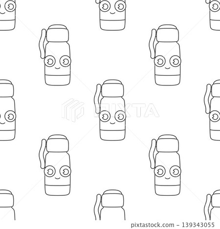 kawaii water bottle thermos outline seamless pattern 139343055