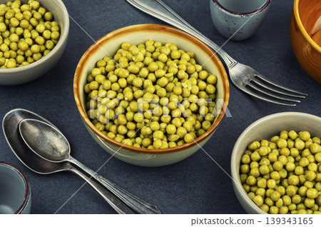 Canned Pea, Ready to Eat Vegetable in Bowl Canned Pea, Ready to Eat Vegetable in Bowl 139343165