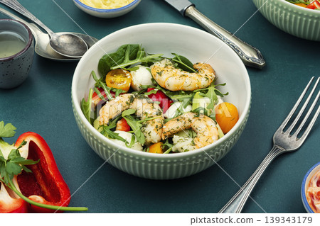 Seafood salad with juicy prawns Seafood salad with juicy prawns 139343179