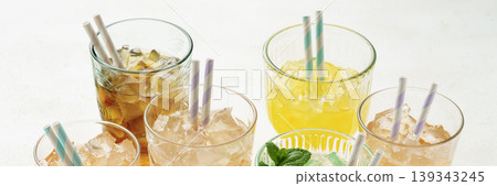 Wide banner with colorful cocktails 139343245