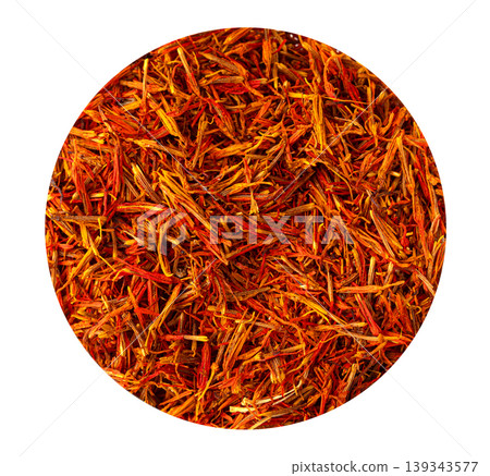 Saffron spice creating an aromatic red food ingredient background Saffron spice creating an aromatic red food ingredient background 139343577
