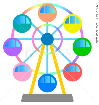 Illustration of a Ferris wheel, a popular attraction at amusement parks and theme parks. Illustration of a Ferris wheel, a popular attraction at amusement parks and theme parks. 139343669