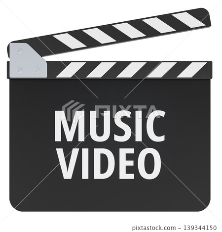 Music Video concept with clapperboard. 3d rendering Music Video concept with clapperboard. 3d rendering 139344150