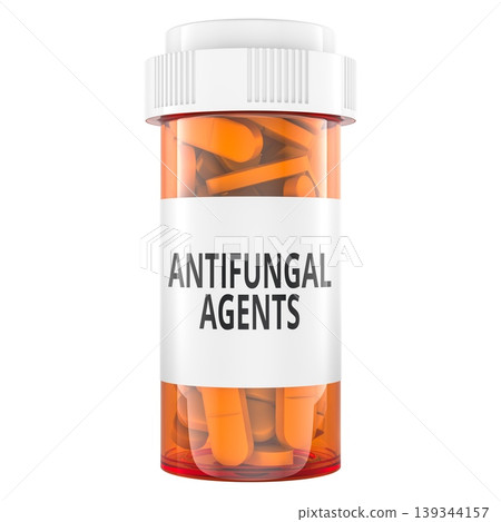 Antifungal agents pill bottle. 3D rendering 139344157