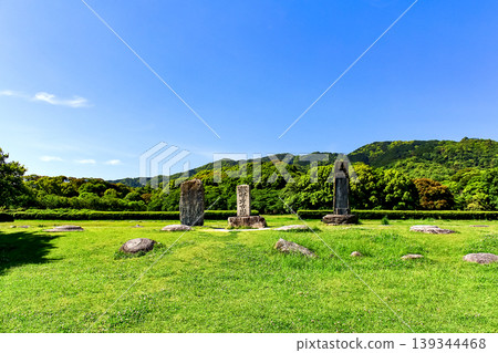 [Fukuoka] Early summer at the Dazaifu Government Office Ruins: Stone monument marking the site of the Dazaifu Main Hall 139344468