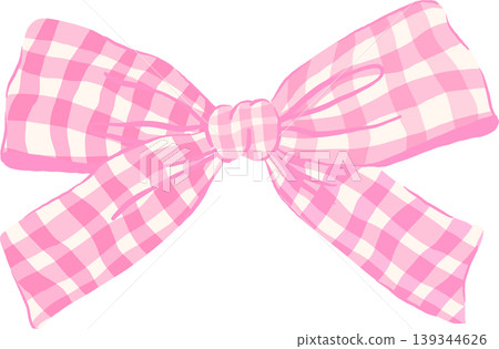 Pink Gingham Bow Illustration 139344626