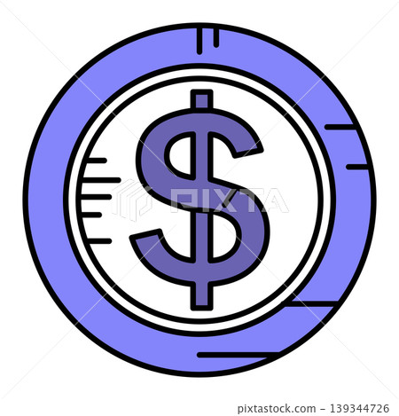 Dollar coin icon with currency symbol. Golden money sign in modern flat line style for financial projects 139344726