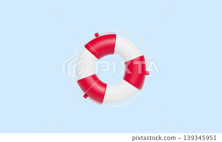 Red and White Lifebuoy. 3D Rendering. Red and White Lifebuoy. 3D Rendering. 139345951