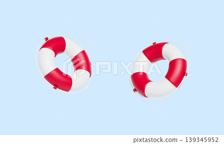 Red and White Lifebuoy. 3D Rendering. Red and White Lifebuoy. 3D Rendering. 139345952