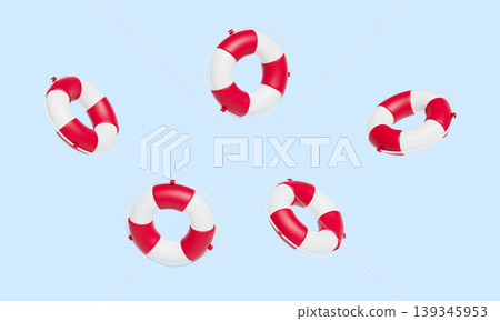 Red and White Lifebuoy. 3D Rendering. Red and White Lifebuoy. 3D Rendering. 139345953