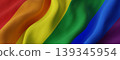 Rainbow pride flag fabric texture background with waving folds 3D render 139345954