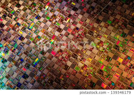 Silicon semiconductor wafer with integrated circuit die mosaic pattern. Silicon semiconductor wafer with integrated circuit die mosaic pattern. 139346179