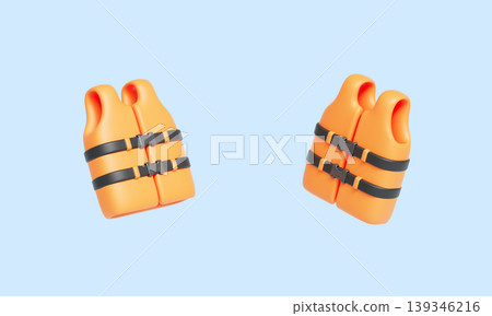 Orange Life Jacket. 3D Rendering. 139346216