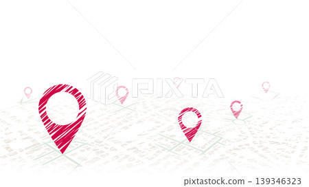 GPS. Track navigation pins on street map. Red color point markers. Vector illustration on white background GPS. Track navigation pins on street map. Red color point markers. Vector illustration on white background 139346323