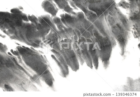 Black ink wash backgrund with swirls and cloud like marks Black ink wash backgrund with swirls and cloud like marks 139346374