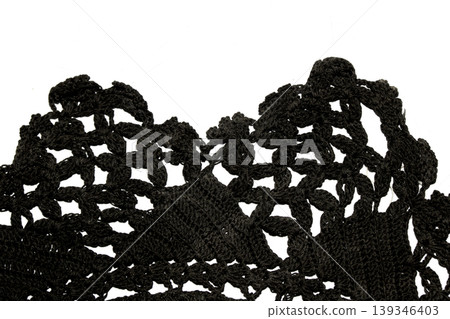 Close up of vintage black gothic lace fabric white on black background embroidery Close up of vintage black gothic lace fabric white on black background embroidery 139346403