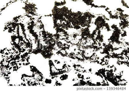 Black ink lines, blots and pressed patterns on a white background 139346484